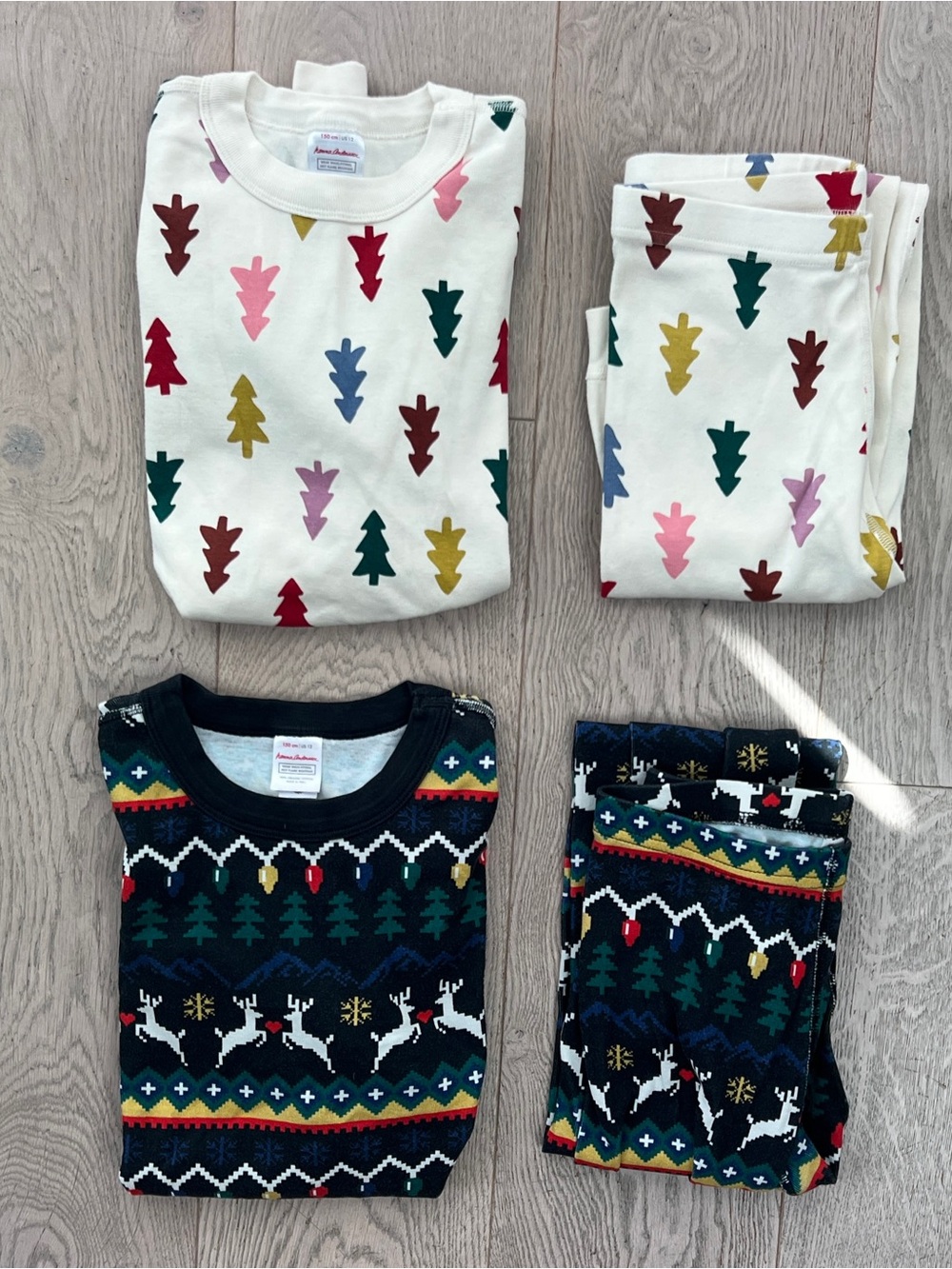 Hanna Andersson Size 150 12 Long Sleeve Holiday Christmas Pajamas Set of 2